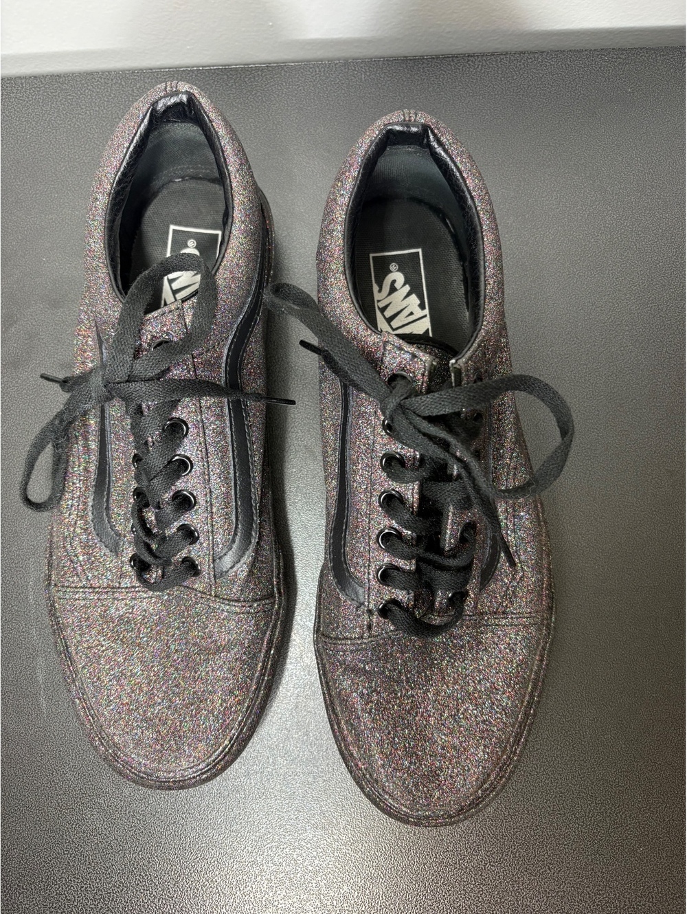 Unisex black rainbow glitter Vans Sneakers - M 9.5, W 11 - Picture 6 of 8